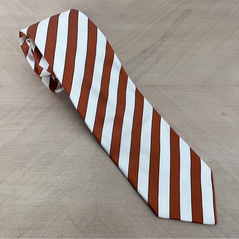 Luigi Borrelli Napoli Silk Tie Brown White Diagonal Stripe